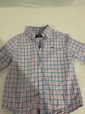 Vineyard Vines Pink & Blue Plaid Boys Button-Down Shirt